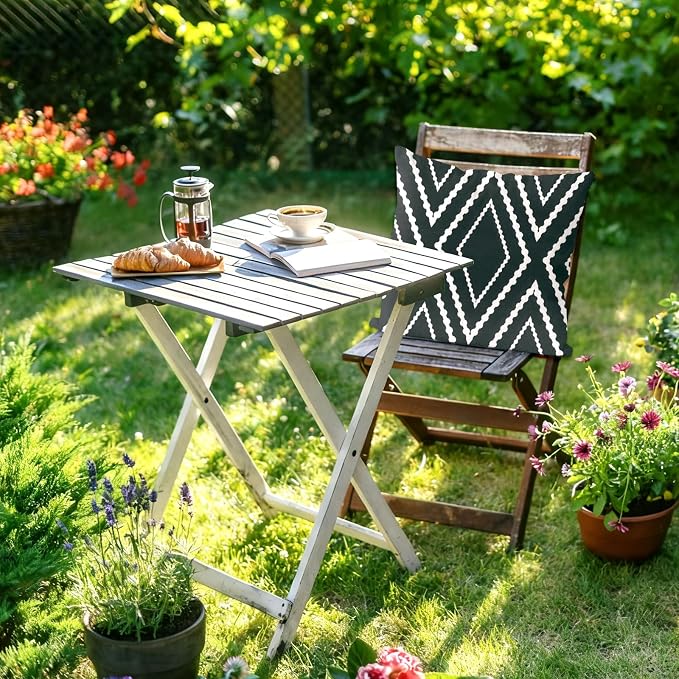M METERXITY 2-Pack Boho Pillow Cover 20x20 Linen, Black White Stripe | Water Resistant Boho Geometric Slipcover, for Patio, Balcony, Garden, Decor Pillow Case