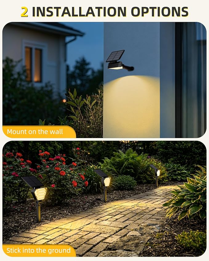 T-SUN Solar Lights Outdoor Waterproof IP65, 6Pack LED Solar Spot Lights Color Changing IP65 Waterproof Smart Auto On/Off for Outside Landscape Garden Yard Lawn Pathway Patio Driveway