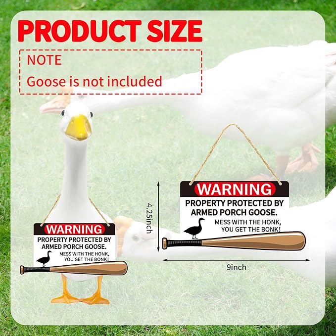 Porch Goose Sign Mess With The Honk You Get The Bonk Goose Armed Sign For Home Kitchen Restaurant Coffee Bar Wall Decor Art Bar Background Wall Decoration Yard Porch Lawn