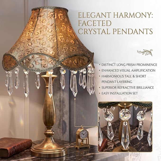 Premium Clear Crystal Glass Drops 3.1" -Multi Purpose Bluk Crystal Beads Hanging Prisms for Holiday Party/Home/Window Decoration/Chandelier Replacement Parts (L-50pcs)