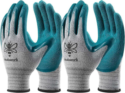 DOFOWORK Gardening Gloves - 6 Pair Gardening Gloves for Women/Men with Grip | Breathable Natural Latex Garden Glove Outdoor Protective Working Glove for Weeding, Raking and Pruning
