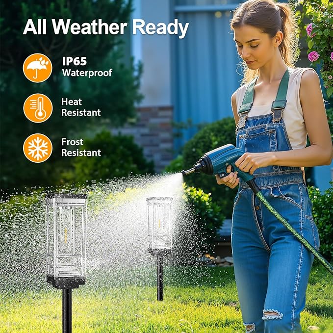 Ahaorigin 6 Pack Solar Lights Outdoor, Up to 15 Hrs Brighter Solar Pathway Lights, Luxury Taller Solar Outdoor Light Waterproof for Path Garden Yard Landscape Walkway Driveway, Warm White