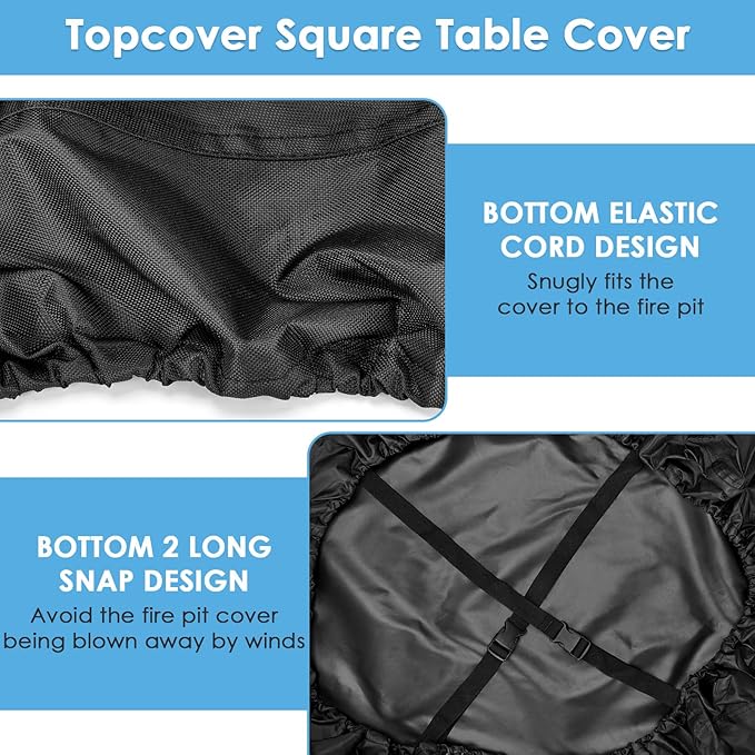 Outdoor Square Table Cover Waterproof Anti-UV Heavy Duty Square Table Covers for Outdoor Furniture,Windproof Patio Coffee & Dining Table & Table Top Cover Weatherproof,24"L×24"W×6"H