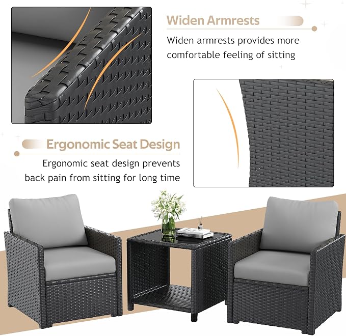 U-MAX Patio Furniture Set with Two Table, 7 PCS Outdoor Furniture for Garden