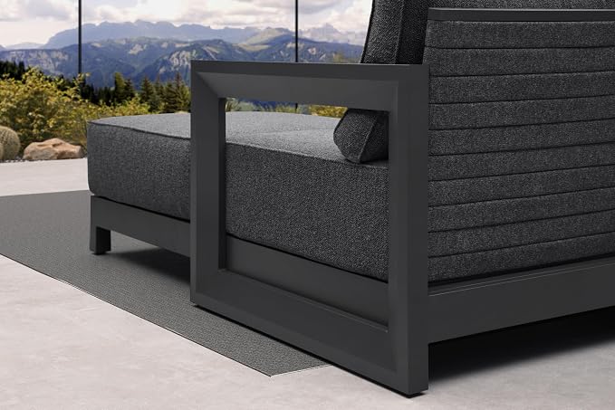 PURPLE LEAF Patio Furniture Set U-Shaped Outdoor Couch with 9.6" Thick Cushion and Soft Pillows 6 Piece Outdoor Sectional Sofas with Ottoman Modern Outdoor Conversation Sets for Yard Porch Deck, Grey