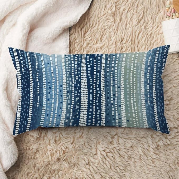 Antelope Aqua Animal Lumbar Support Pillow Case White Blue Animal Strip Throw Pillow Cover Modern Farmhouse Decor Pillow for for Sofa Couch Bed Chair Indoor 12x24in