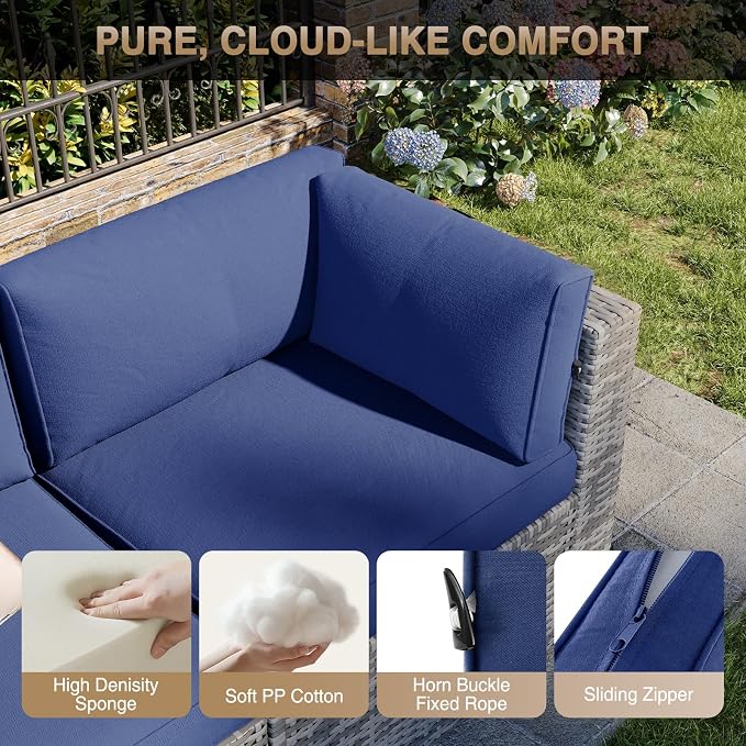 Aoxun Patio Furniture Sets, 10-Piece Outdoor Patio Furniture with Thick Cushions, Wicker Outdoor Conversation Set Sectional Sofa for Backyard, Poolside, Garden