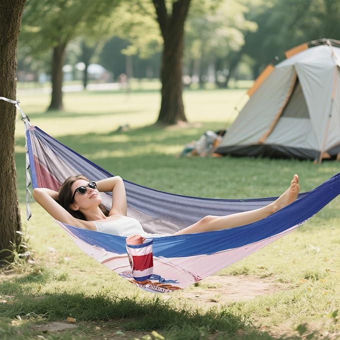 Costa Rica Flag Blue Red Outdoor Hammock with Hanging Rope Backyard Hammock for Outside Patio Garden