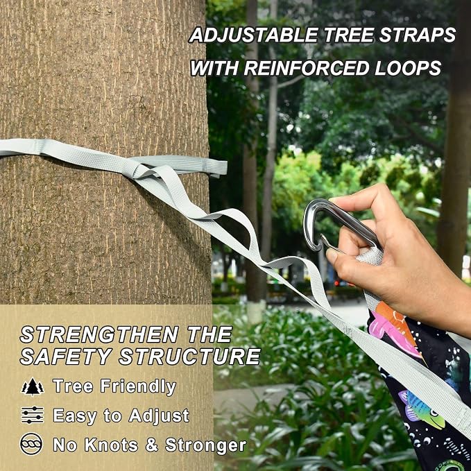 Camping Hammock Outdoor Hammocks for Outside Cute Marine Animal Beach Trees Portable Lightweight with Pockets Tree Straps Indoor