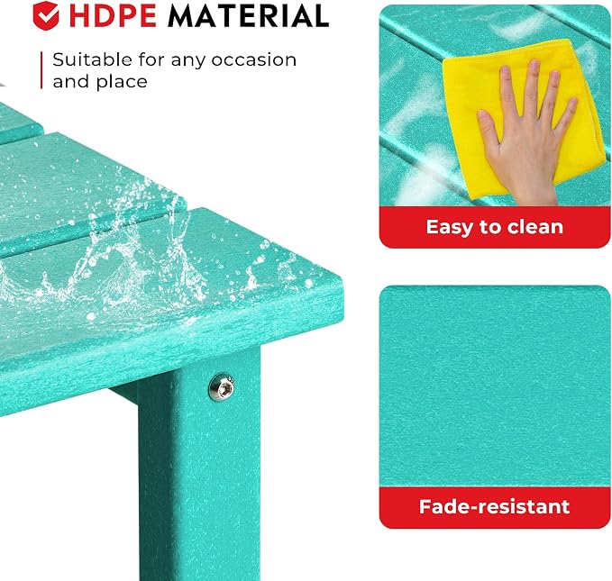 Costaelm Lakeview 12-Piece HDPE Outdoor Patio Furniture Adirondack Chair Conversation Table Set, Turquoise