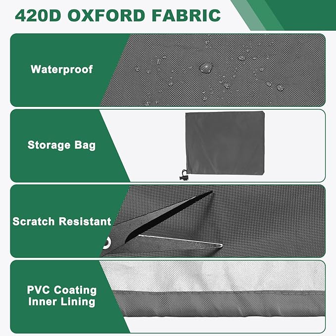 M METERXITY Square Patio Table Cover, 55"L x 55"W x 4"H Rectangular Table Cover for Outdoor Furniture, All-Weather/Waterproof/UV-Resistant, Patio Furniture Protector [Grey]