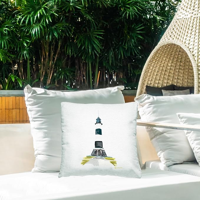 Stupell Industries | Minimal Lighthouse Beacon, 18 x 18 | Outdoor Pillow, Made in USA - By Amelia Noyes