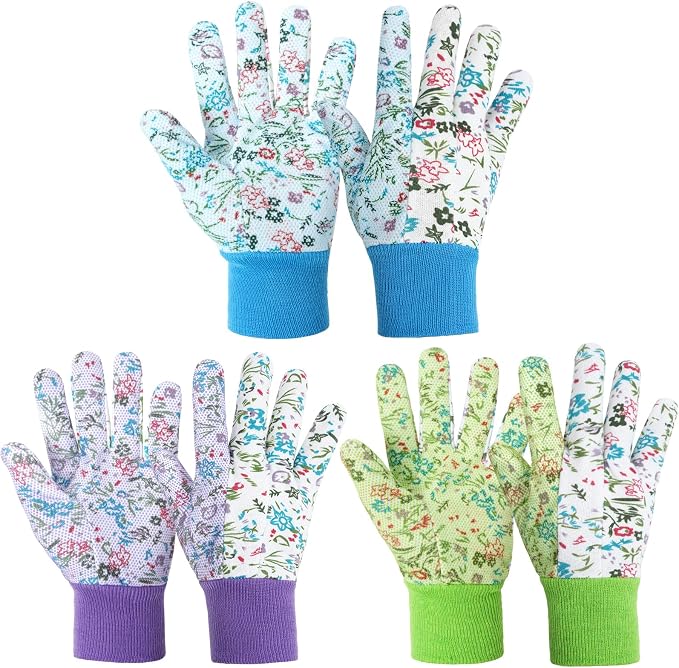 Ainiv Floral Gardening Gloves for Women/Ladies, Non-Slip Garden Work Gloves | Breathable Yard Work Glove Light Working Gloves