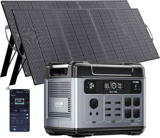 Portable Power Station, 2048Wh LiFePO4 Solar Generator with Panels Included, 3200W (Surge 6000W) AC Output Power Supply, 1800W Fast Charging, 10ms UPS, 16 Outlets for Home Backup RV Camping Emergency