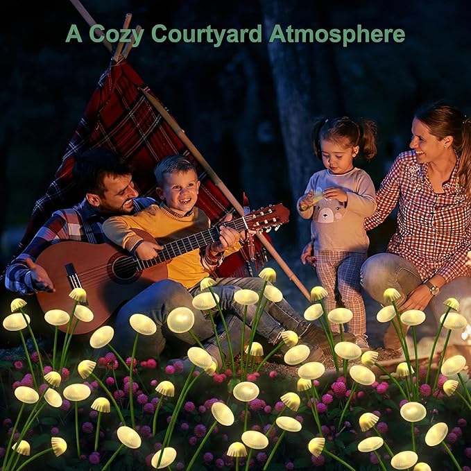 SyouHome 6 Pack Solar Garden Lights Outdoor, 8 Modes Warm White 32 LEDs Swaying Mushroom Lights for Outside Decor, Jellyfish Ambiance, IP65 Waterproof Outdoor for Garden, Pathway, Gifts for Mother