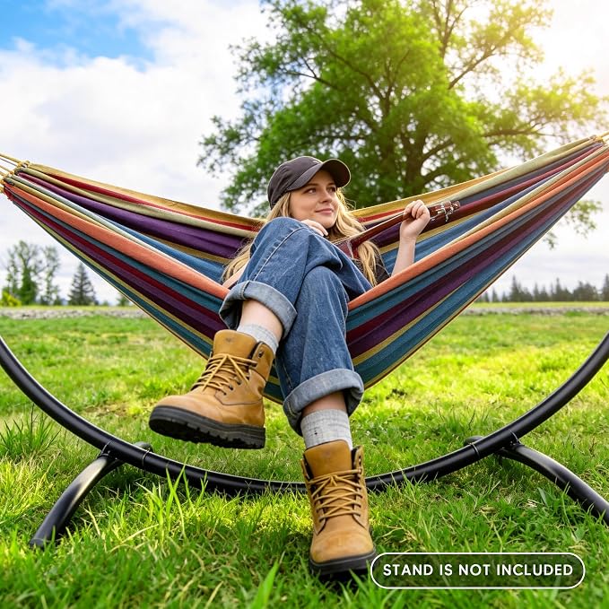 SUNCREAT Hammocks Outdoor Camping Double Hammock, Tree Hammocks for Outside, Rainbow