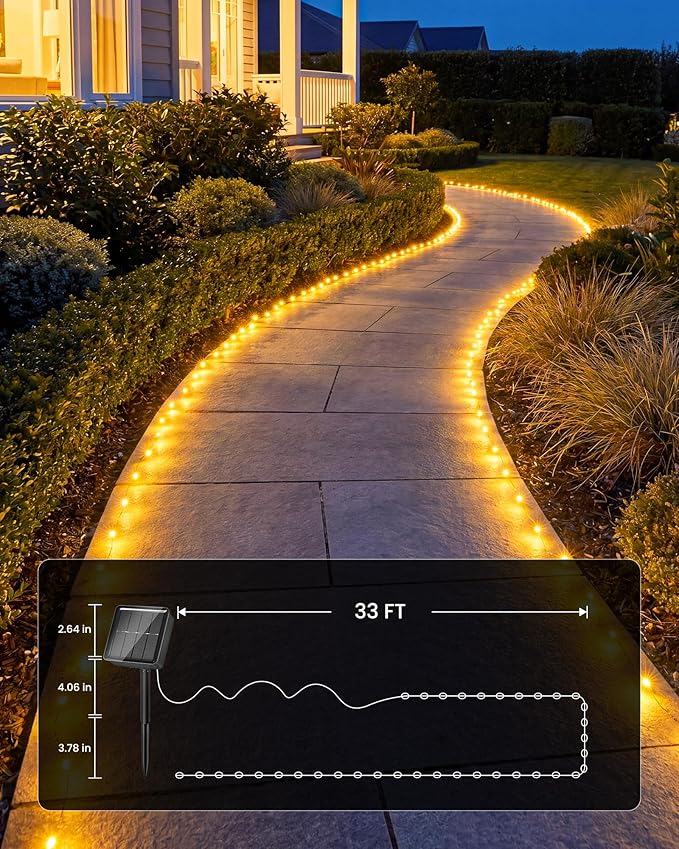 Minetom Solar Fairy Lights, 4 Pack Total 132 FT 400 LED Solar String Lights | IP65 Waterproof Twinkles Lights with 8 Modes, Christmas Lights Outdoor for Patio Party Garden Yard Tree Decor (Warm White)