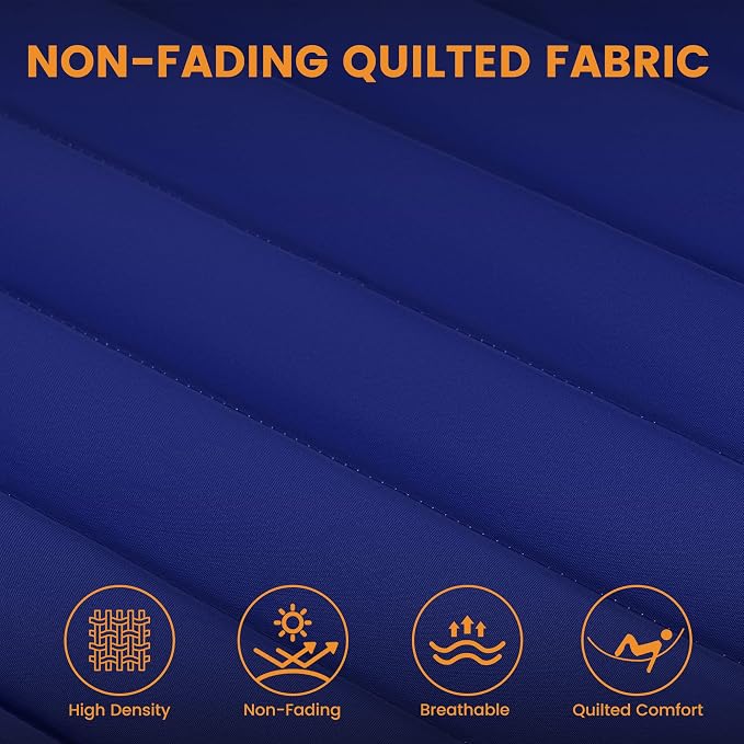 Lazy Daze Hammocks 12 FT Double Quilted Fabric Hammock with Spreader Bar and Detachable Pillow, 450lbs Weight Capacity, Navy Blue