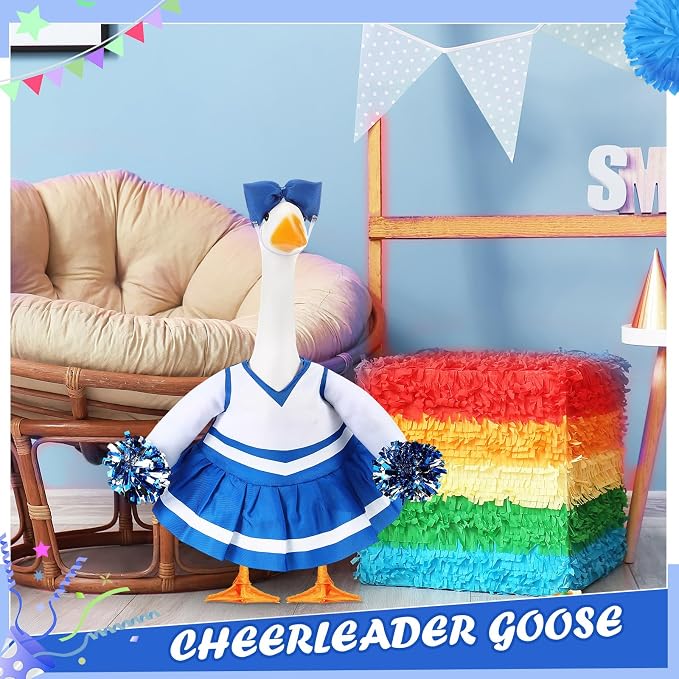 2 Pcs Cheerleader Porch Goose Outfit Clothes Cheerleading for 23" Goose Costume Garden Yard Outdoor Decorations