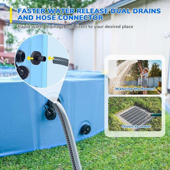 132'' Foldable Dog Pool, Giant Sprinkler Pools for Kids, Non-Slip Heavy Duty Dogs Pool for Large Dogs, Hard Plastic Kiddie Bathtubs for Backyard（11ft）