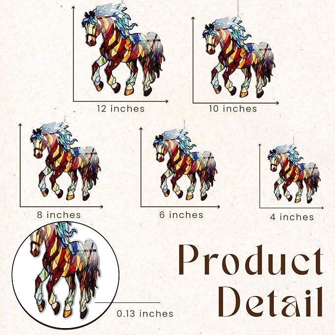 Horse Acrylic Suncatcher, Boho Suncatchers for Window Hanging Ornament, Stained Glass Effect Art Garden Decor for Equestrian Lover, Gifts for Mother's Day, Mom, Grandma, Wife, Women, Nana