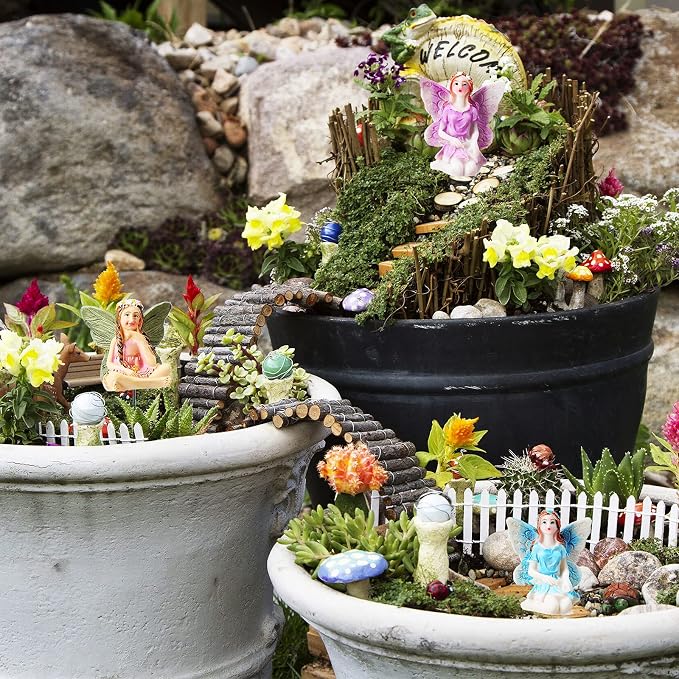 Jetec 10 Pcs Garden Miniatures Fairies Mini Figurine Fairy Accessories Decor for Outdoor Yard Home Decoration(Classic Color)