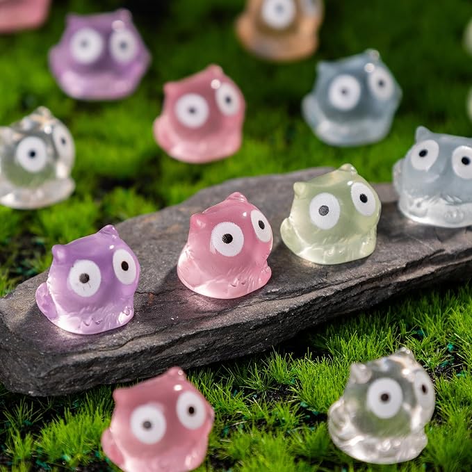 72 Pcs Mini Resin Owl Figurine Bulk Mini Owl Figurine Cake Decorations Cute Miniature Resin Sculpture Ornament Micro Landscape Office Garden Desk Party Tabletop Decor