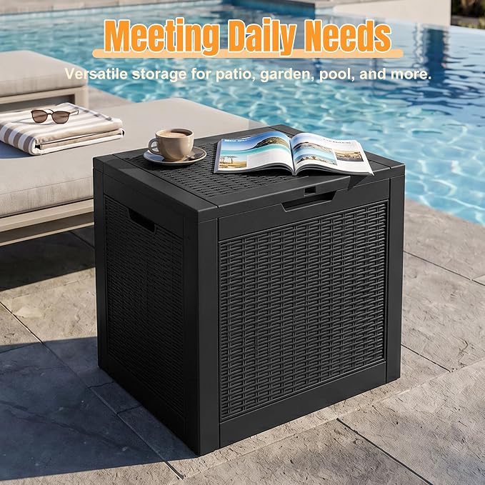 Outdoor Storage Box,38 Gallon Resin Deck Box,Waterproof & UV Resistant Lockable Package Delivery Bin,Toy Cabinet for Indoor & Outdoor