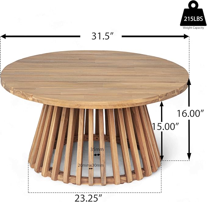 Christopher Knight Home Charm Patio Conversation Set, 3 Seater Acacia Wood Sofa, Spacious Seating Daybed, Wood Coffee Table, Round Side Table, Outdoor Furniture for Backyard Garden Rest, Dark Gray
