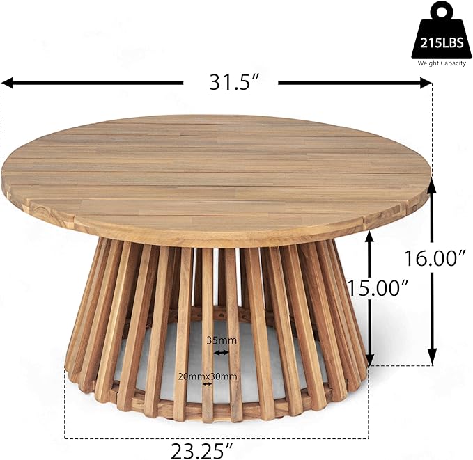 Christopher Knight Home Charm Patio Conversation Set, 3 Seater Acacia Wood Sofa, Spacious Seating Daybed, Wood Coffee Table, Round Side Table, Outdoor Furniture for Backyard Garden Rest, Dark Teal