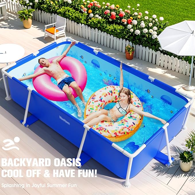 Above Ground Pool,2026 Frame Deep Swimming Pool with Pool Lights,Rectangle Family Pool,Above Ground Pool Easy Set,7ftx48inx24in Outdoor Pool,Backyard Pool for Kids,Adults,Pump Not Included