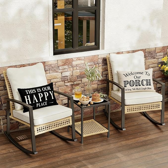 Black and White Welcome to Our Porch Outdoor Lumbar Pillow Covers Waterproof 12x20 Set of 2, Decorative Outdoor Lumbar Pillows 12 x 20, Front Porch Decor Patio Furniture Pillows (Without Inserts)