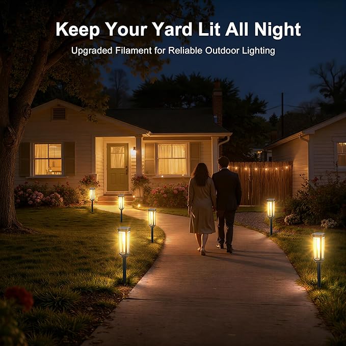 Solar Pathway Lights Outdoor,12 Pack Warm Garden Lights Solar Powered Waterproof IP65,Auto On/Off Outdoor Light for Lawn Patio Walkway Driveway Decor Landscape Lighting