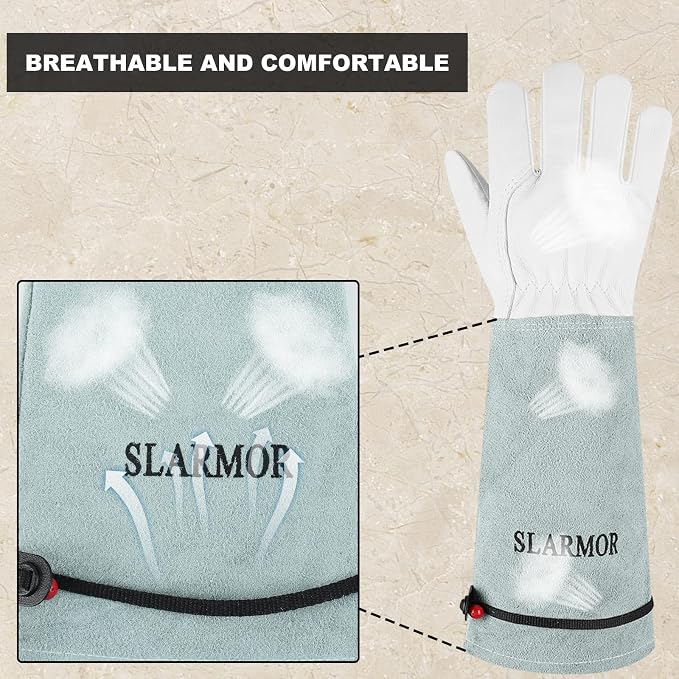 Long-Gardening-Gloves Women/Men-Thorn proof Rose Pruning Heavy Duty Gauntlet-XS | Womens Long Leather Garden Glove, Heavy Duty Gauntlet, Work Glove for Weeding, Yard Planting, Best Garden Gifts for Gardener