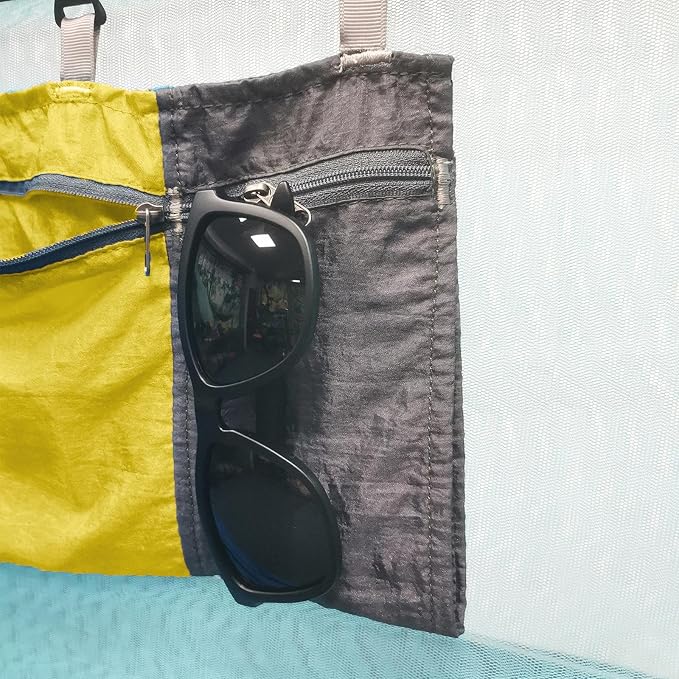 Hammock Organizer Hammock Storage Bag Slidable Lightweight Folding Durable Storage Container Dangling Pouch for Camping Climbing, Yellow