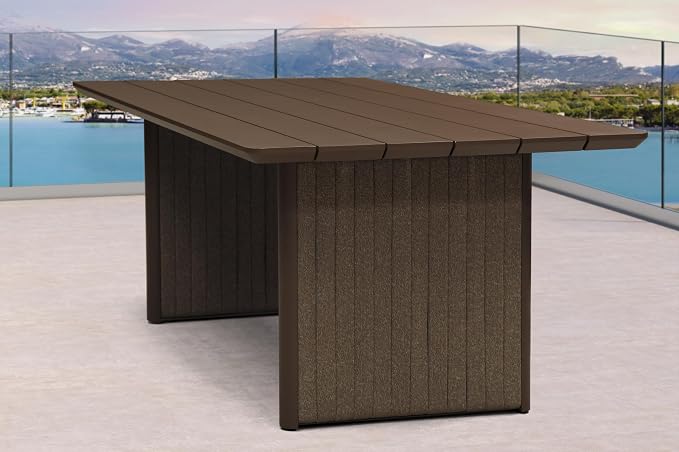 PURPLE LEAF Luxury 7-Piece Oversize Outdoor Dining Set for 6 Powder-Coated Aluminum Patio Table and Handwoven Olefin Rope Chairs with Cushions Weather-Resistant Patio Furniture Bronze Sand Color