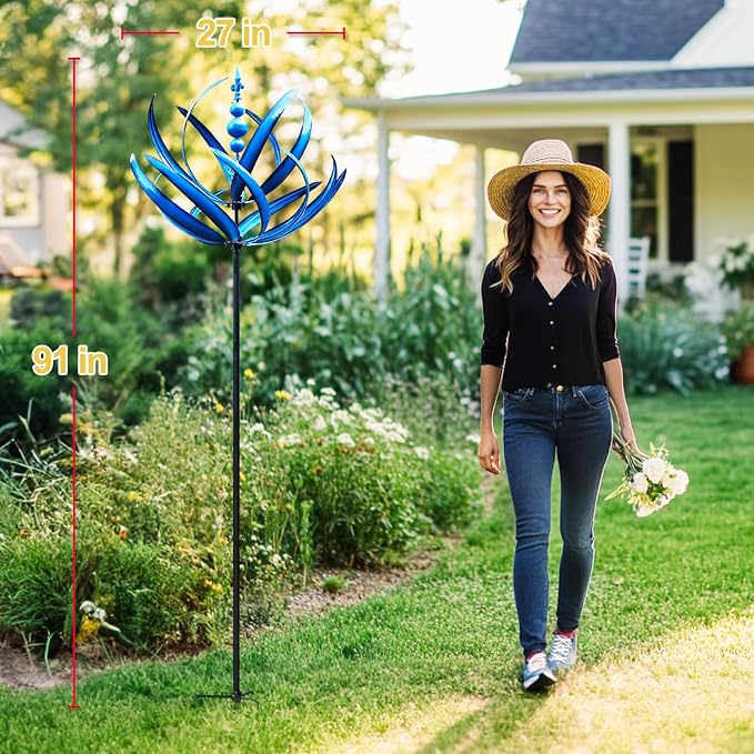 LimeHill Wind Spinner for Yard and Garden - Large Metal Kinetic Wind Sculptures, Yard Art Outdoor Decor (27 x 91 inches)