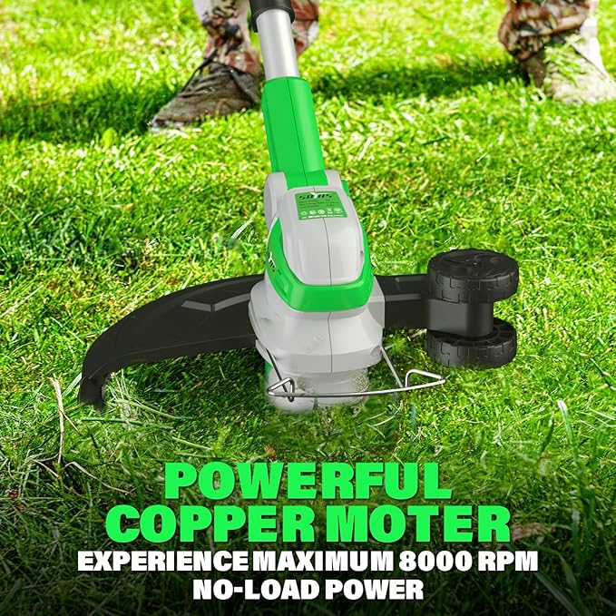 SOYUS 20V Cordless Electric Weed Wacker & 20V Leaf Blower Cordless with 2x2.0Ah Battery and Charger, 12 Inch String Trimmer with 8 Pack Replacement Spools