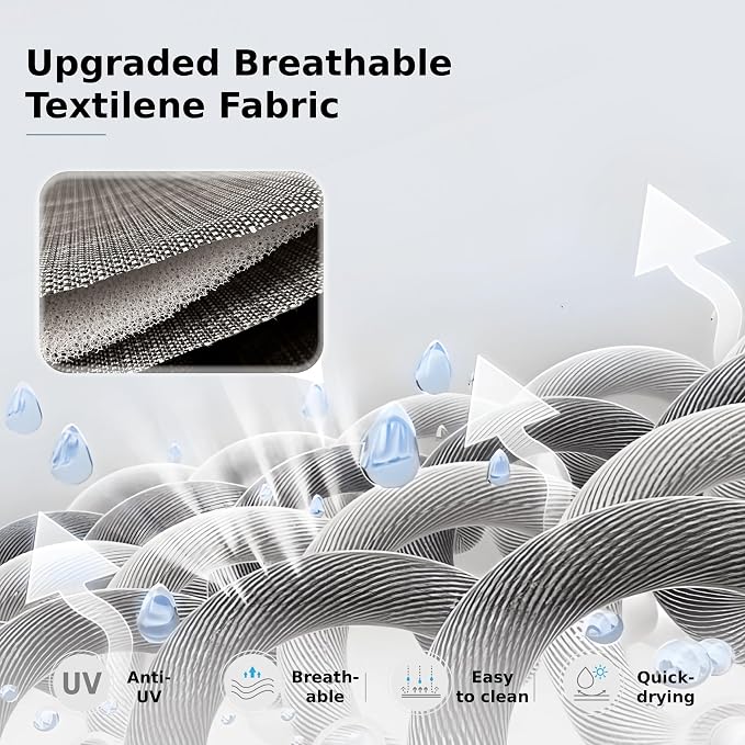 MFSTUDIO Patio Dining Set for 4, Outdoor Furniture Set with Orange Red Umbrella (Base not Included), Wood-Like Square Table and 4 Swivel Chairs for Patio, Deck, Backyard, Garden