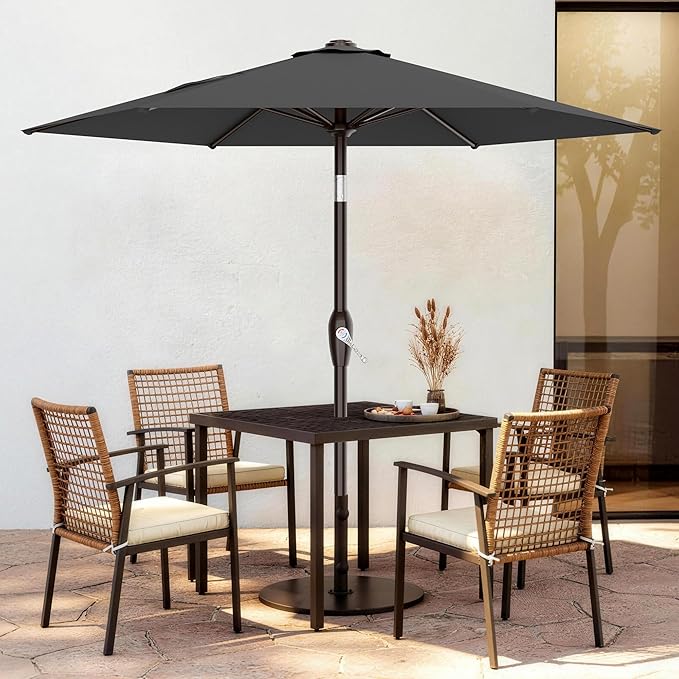 AreShark 7.5FT Patio Umbrella Table Market Umbrella w/Tilt and Crank, Heavy-Duty Outdoor Umbrellas for Pool, Deck, Garden and Backyard, Gray