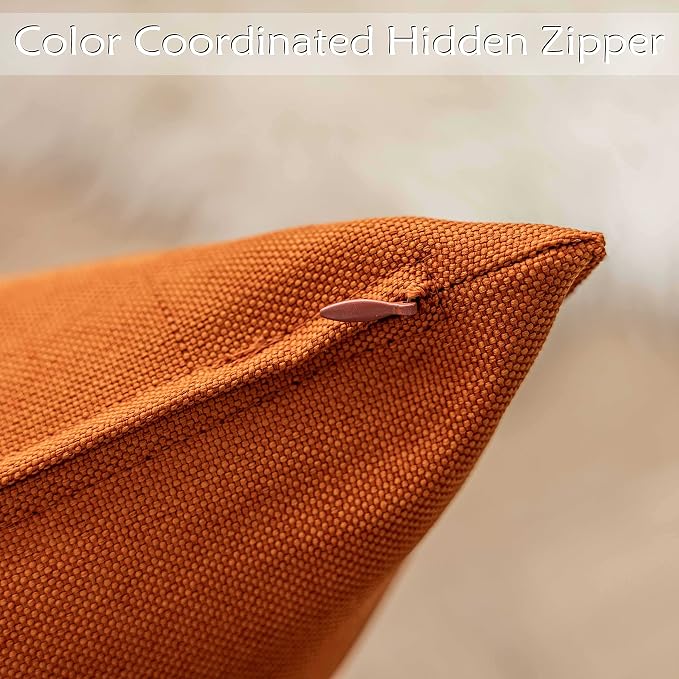 Home Brilliant Outdoor Pillows Covers for Patio Rectangle Pillow Cover 12x20 Lumbar Throw Piillow Covers Decorative Pillowcases Set of 4, 12 x 20, Burnt Orange