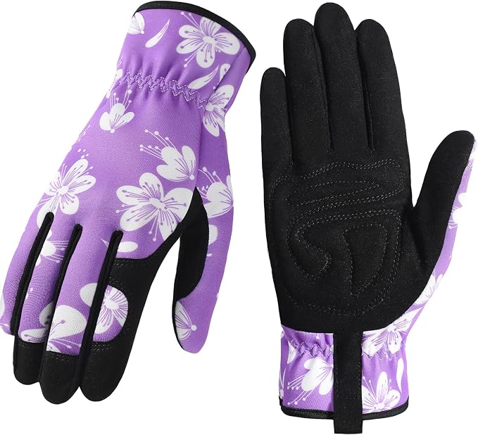Trifabricy Gardening Gloves for Women, Breathable Leather Garden Gloves with Grip, Thorn-Proof Puncture-Resistant Work Gloves