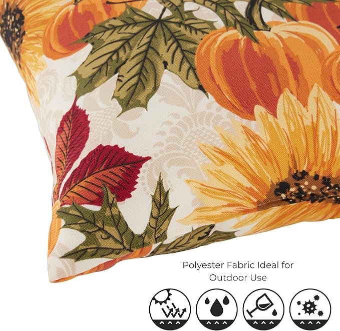 Set of 2 Outdoor Throw Pillows 19 x 12 Inch – Reversible Rectangle Patio Accent Pillows – Weather-Resistant Polyester Fabric – Eco-Friendly Recycled Polyfiber Fill – Marisol
