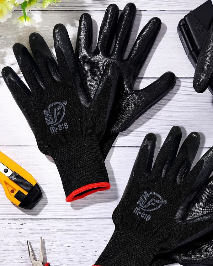 Nuogo 24 Pairs Gardening Gloves for Men Women Rubber Coated Landscaping Work Gloves Safety Work Construction