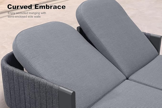 PURPLE LEAF Patio Furniture Set with 2 Person Lounge Chair 7 Pieces Outdoor Conversation Sets with Coffee Table Patio Sofa with Cushions Manual Weaving Furniture for Porch Lawn Backyard Gray