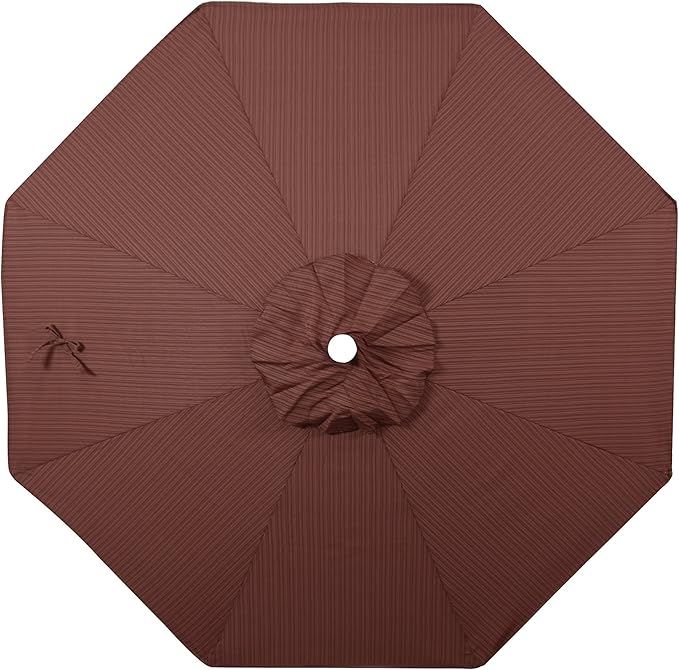 California Umbrella 9' Round Aluminum/Fiberglass Umbrella, Push Open, White Pole, Olefin Terrace Adobe