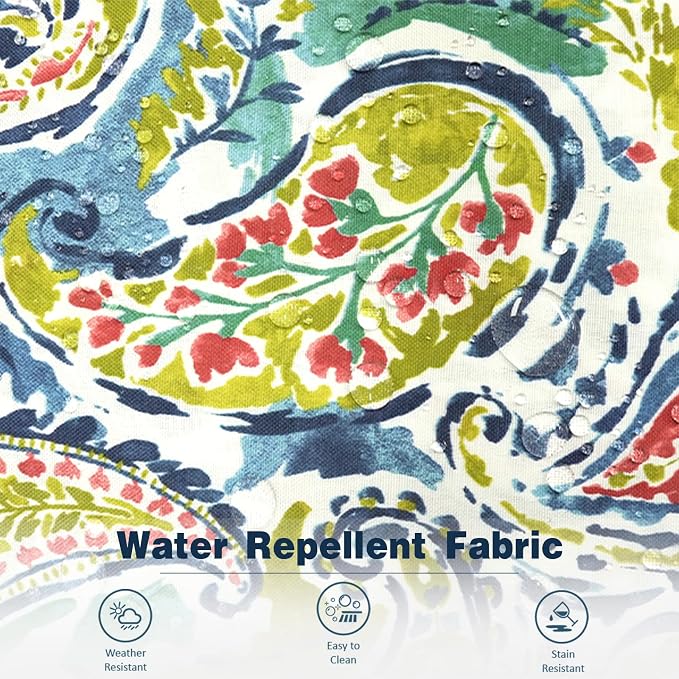 Outdoor 20x20 Inch Pack of 2 Patio Throw Pillow Covers ONLY, Water Repellent Cushion Cases, Square Pillowcases for Outdoor Couch Decoration, Paradise Paisley
