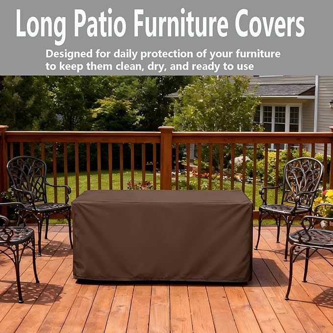 Oslimea Outdoor Dining Table Cover 60 inch Rectangle Patio Dining Table Covers Waterproof Furniture Covers, Windproof, UV Resistant and All Weather Resistant, 60 x 38 x 28 inch, Khaki