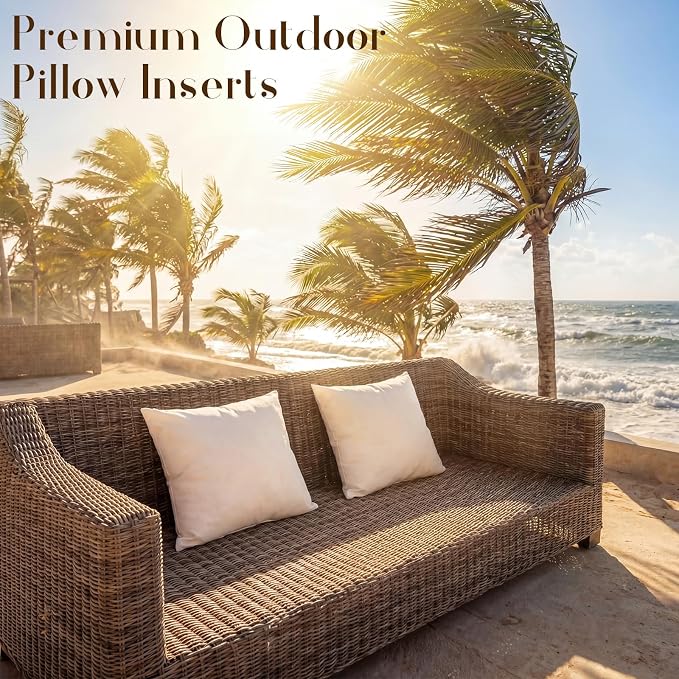 Sieral 1 Pcs 2.2 lb Weighted Outdoor Pillows Inserts, 18" x 18" Patio Waterproof Throw Pillows with 1.1 lb Glass Bead, Waterproof Square Pillow Cushion for Patio Garden Sofa Couch Deck, Yachts, Resort