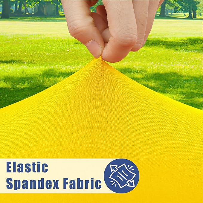 Moosfor Spandex 4 Foot Rectangle Table Cloth 2 Pack, Elastic Fitted Tablecloths for Picnic, Stretch Washable Patio Table Cover for Outdoor, Camping, Banquet and Parties (Yellow, 24"x48")